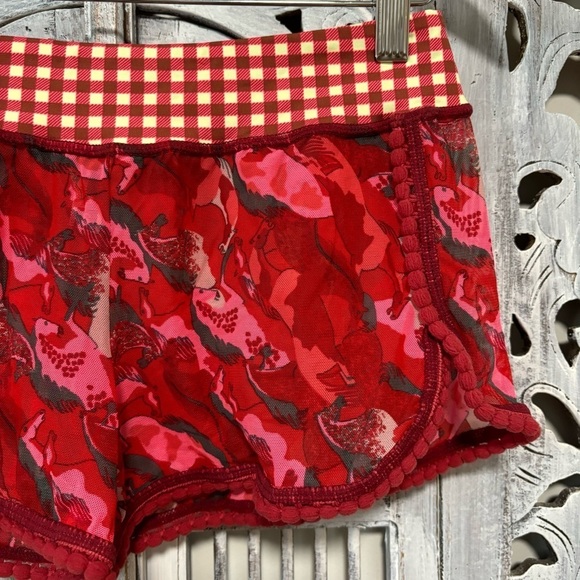 Maaji Red Mesh Semi Sheer Horse Cheeky Swim Cover Shorts NWOT - Picture 4 of 9